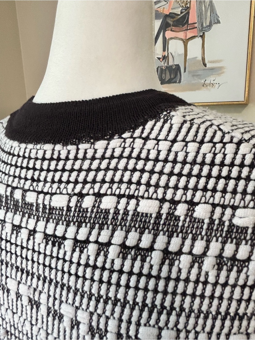 Helmut Lang dress black and white pattern linen blend size Small - Picture 4 of 7